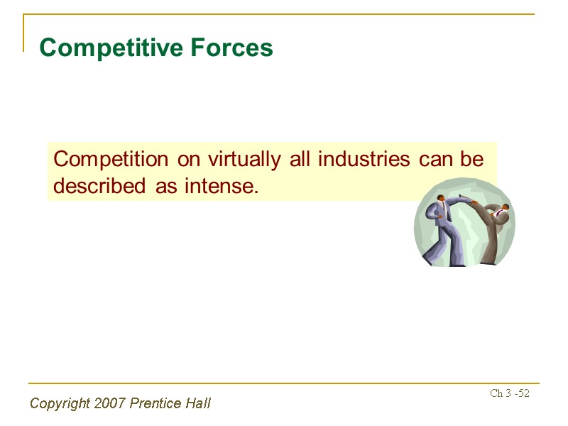 Copyright 2007 Prentice Hall Ch 3 -52 Competitive Forces Competition on virtually all industries